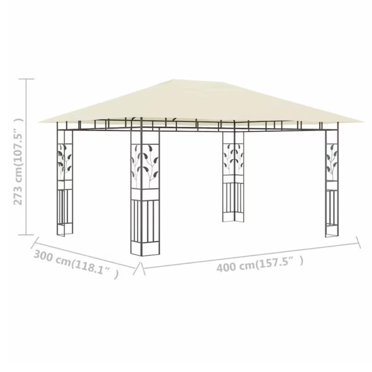 Gazebo de Jardin 4x3m avec Moustiquaire Intégrée | Toile Crème