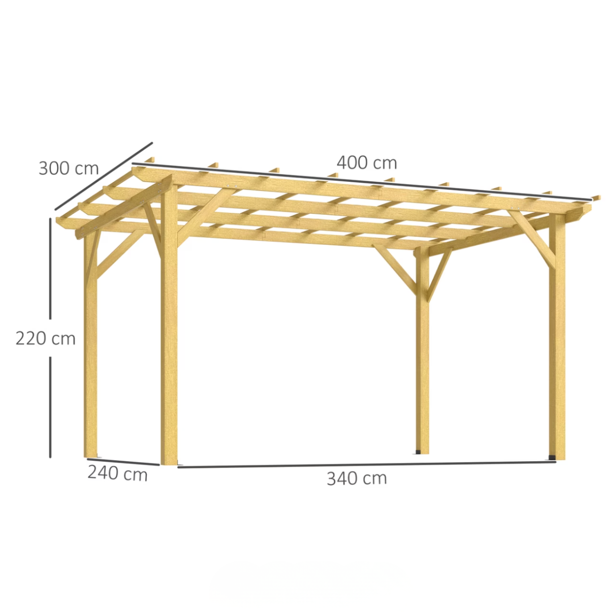 Pergola de Jardin 4x3m en Bois Massif de Sapin | Terrasse