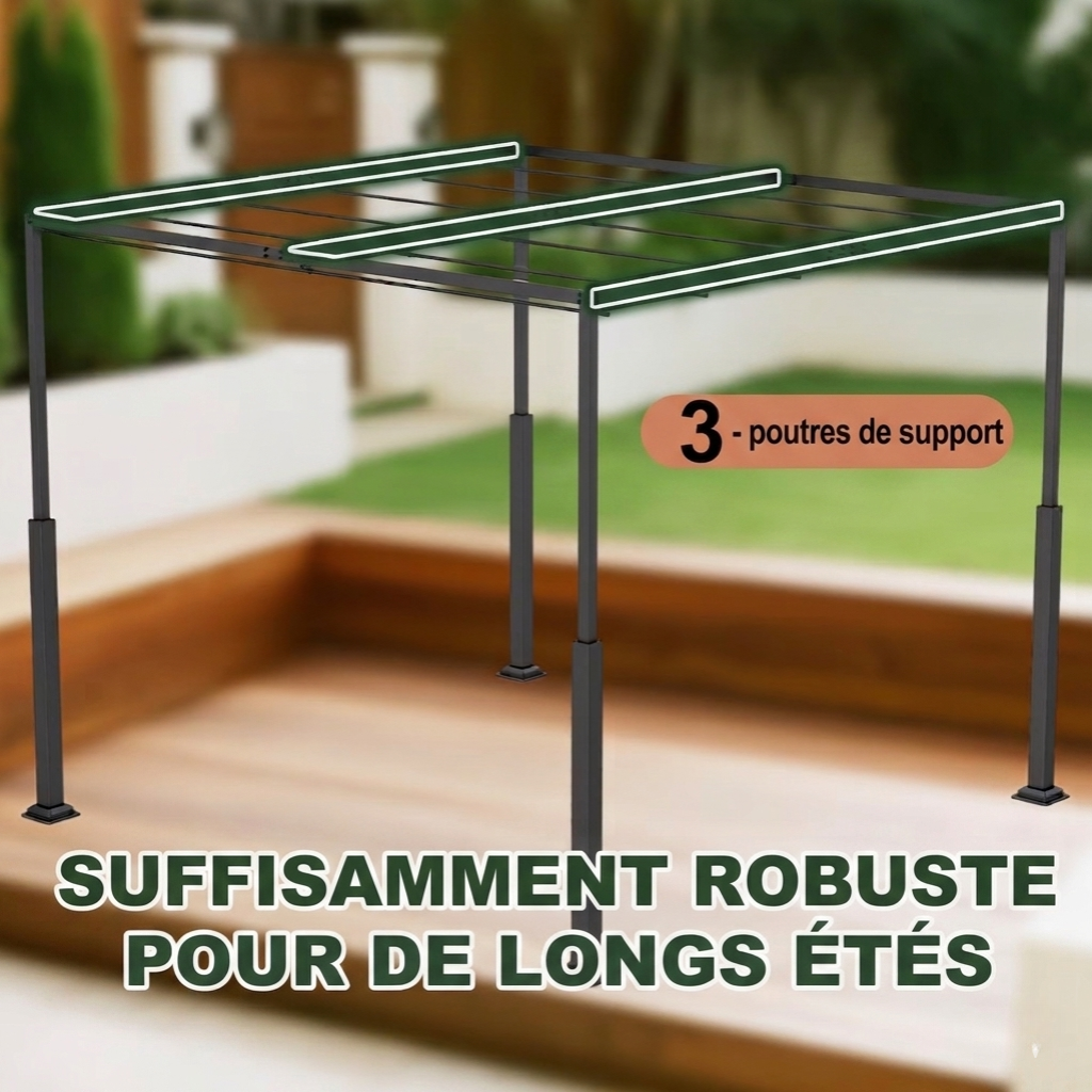 Pergola Extérieure Élégance 3x3 / 3x4 | Toit Coulissant Ajustable