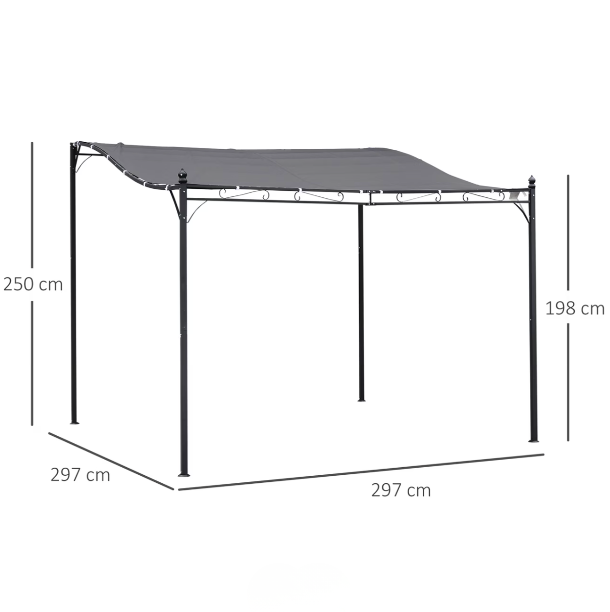 Pergola Adossable au Mur 3x3m | Structure Métal Style Fer Forgé