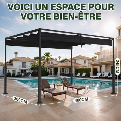 Pergola Extérieure Élégance 3x3 / 3x4 | Toit Coulissant Ajustable