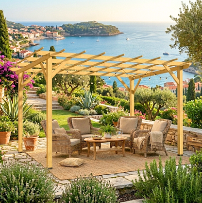Pergola de Jardin 4x3m en Bois Massif de Sapin | Terrasse