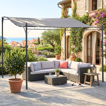 Pergola Adossable au Mur 3x3m | Structure Métal Style Fer Forgé