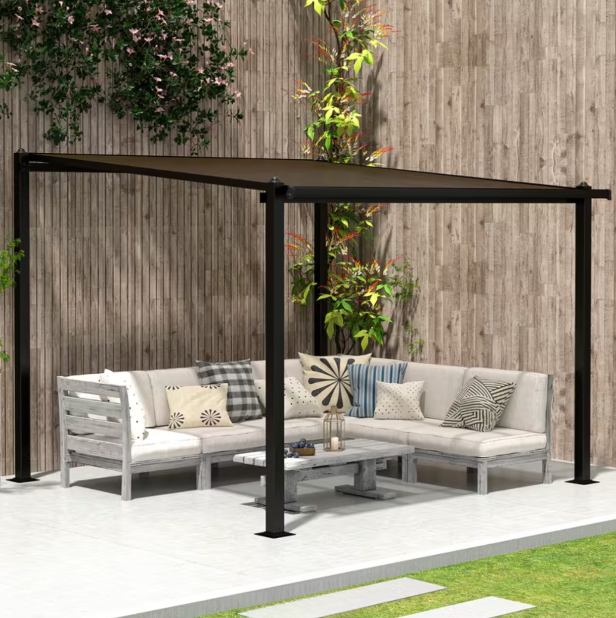 Pergola Adossée 3x3 | Toit Polycarbonate & Structure Aluminium