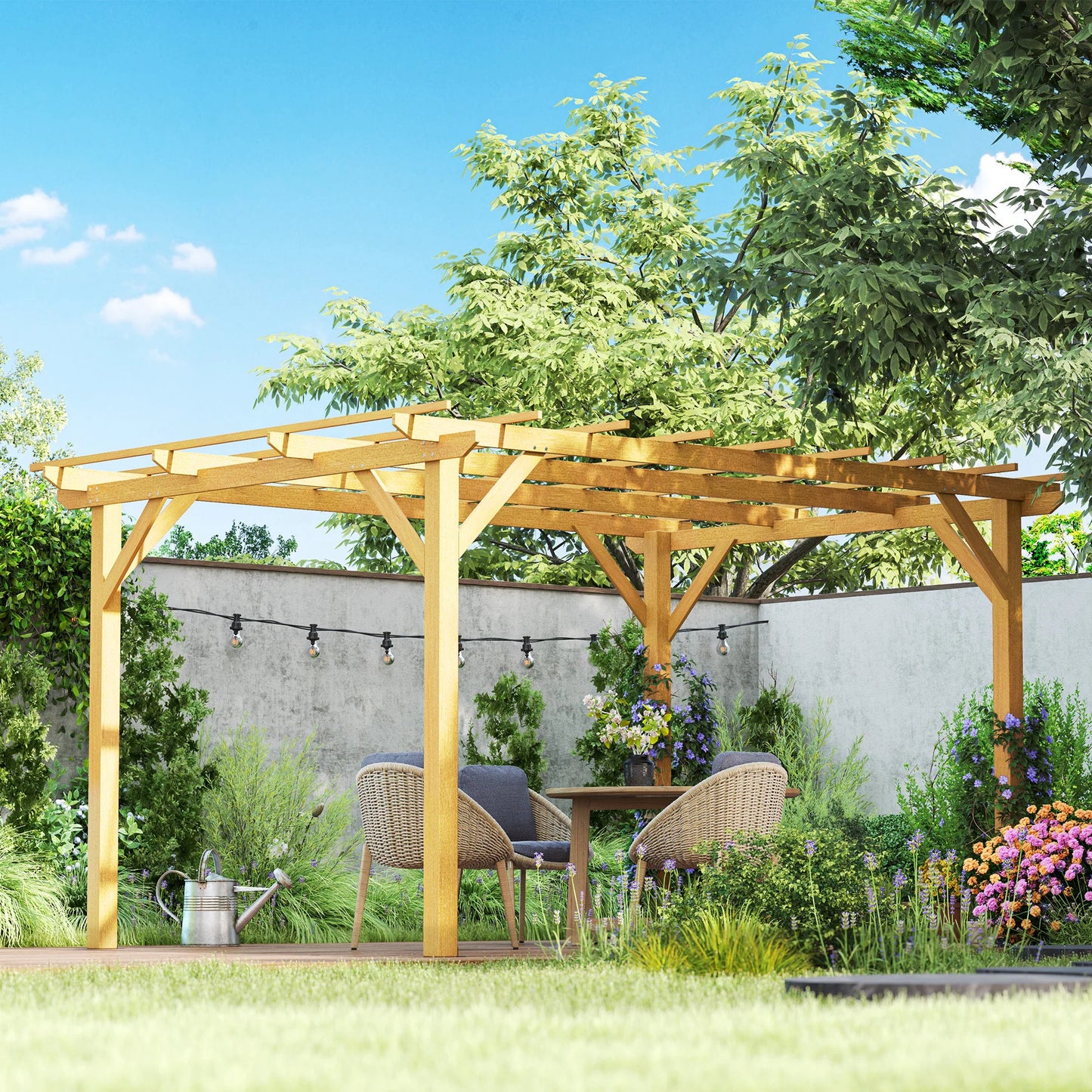 Pergola de Jardin 4x3m en Bois Massif de Sapin | Terrasse