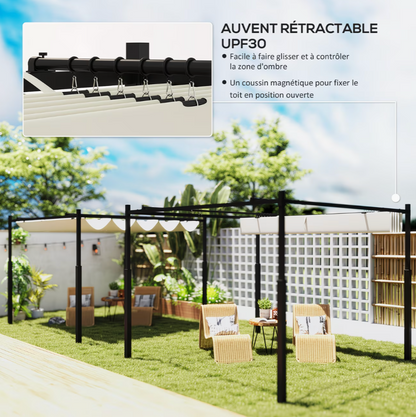 Pergola Extérieure Élégance 3x3 / 3x4 | Toit Coulissant Ajustable