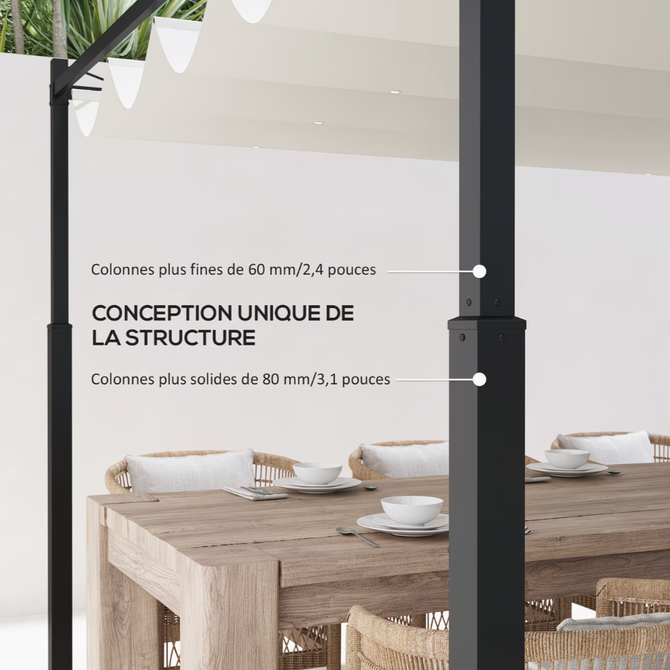 Pergola Extérieure Élégance 3x3 / 3x4 | Toit Coulissant Ajustable