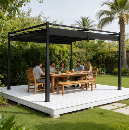 Pergola Extérieure Élégance 3x3 / 3x4 | Toit Coulissant Ajustable