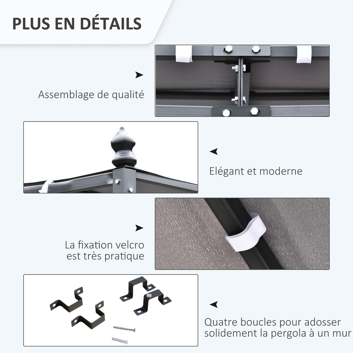 Pergola Adossable au Mur 3x3m | Structure Métal Style Fer Forgé