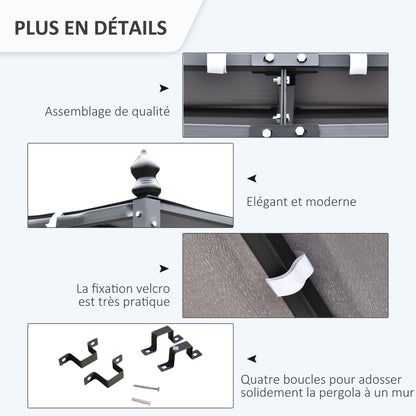 Pergola Adossable au Mur 3x3m | Structure Métal Style Fer Forgé