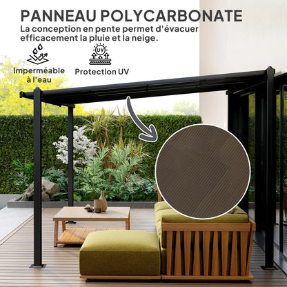 Pergola Adossée 3x3 | Toit Polycarbonate & Structure Aluminium